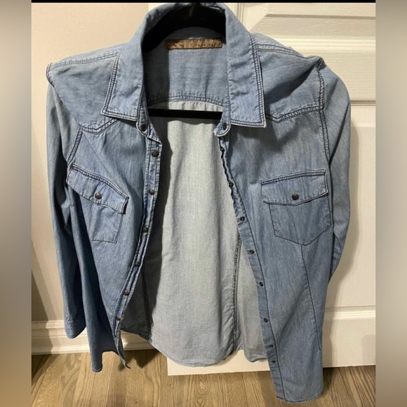 Zara Fitted Button Down Denim Shirt - Picture 1 of 2